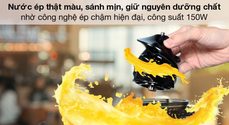 Máy ép trái cây Ferroli này giúp ép kiệt bã mọi loại rau củ quả nhờ công suất 150W Máy ép trái cây Ferroli này giúp ép kiệt bã mọi loại rau củ quả nhờ công suất 150W