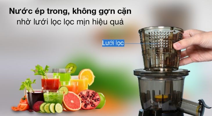 Máy ép trái cây Ferroli có lưới lọc mịn lọc hiệu quả bã và cặn nguyên liệu Máy ép trái cây Ferroli có lưới lọc mịn lọc hiệu quả bã và cặn nguyên liệu