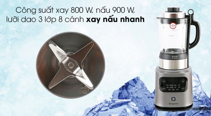 Máy có công suất xay 800W, công suất nấu 900W cho thực phẩm được xay nấu nhanh chóng