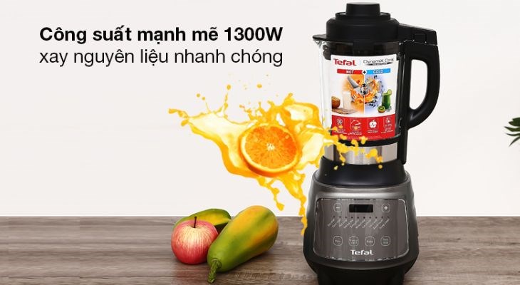Máy hoạt động với công suất xay là 1000W, nấu 1300W, giúp nấu, xay nguyên liệu nhanh chóng và dễ dàng Máy hoạt động với công suất xay là 1000W, nấu 1300W, giúp nấu, xay nguyên liệu nhanh chóng và dễ dàng