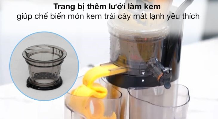 Trang bị thêm lưới làm kem giúp chế biến món kem trái cây mát lạnh theo sở thích của các thành viên