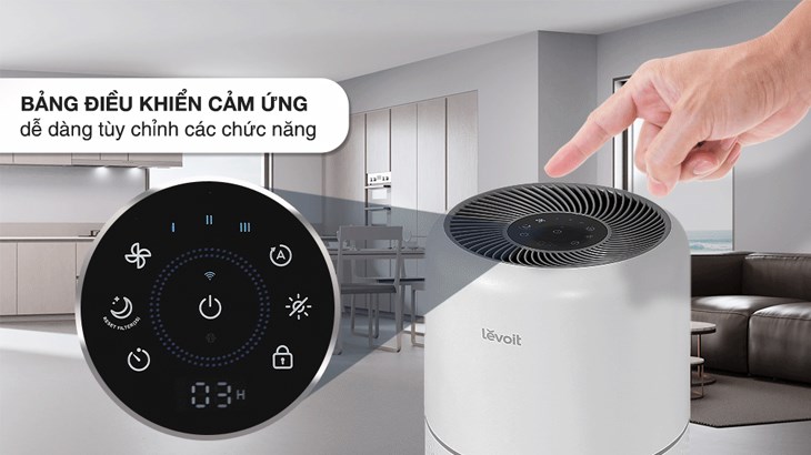 Máy lọc không khí với bảng điều khiển cảm ứng nhạy bén cùng màn hình hiển thị, tiện thao tác, theo dõi mức độ ô nhiễm trong không khí Máy lọc không khí với bảng điều khiển cảm ứng nhạy bén cùng màn hình hiển thị, tiện thao tác, theo dõi mức độ ô nhiễm trong không khí