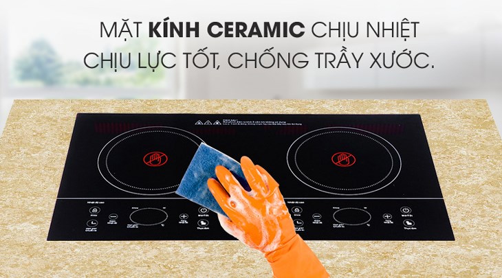 Mặt bếp hồng ngoại đôi lắp âm Sanaky SNK-201HGW sử dụng kính Ceramic cao cấp có độ bền cao, chịu nhiệt tốt và dễ vệ sinh