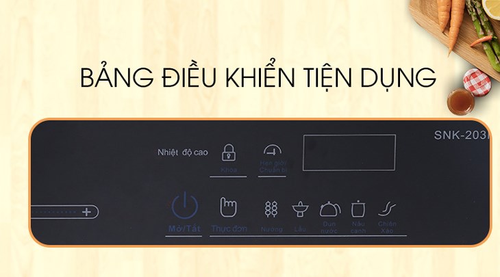 Các nút điều khiển trên bếp hồng ngoại đôi Sanaky SNK-203HGNW