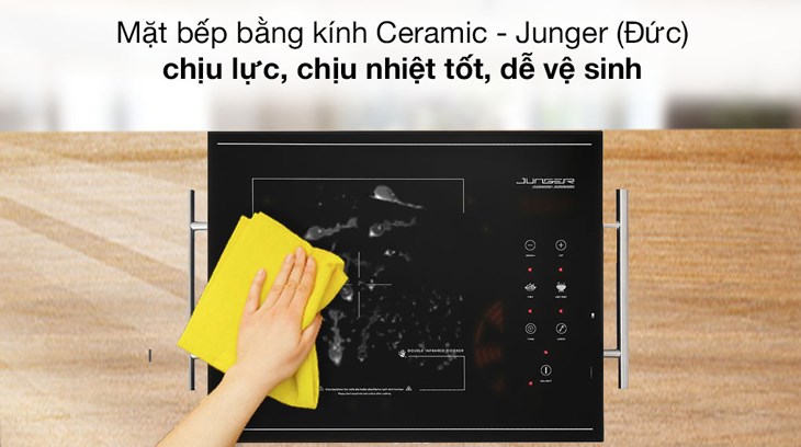 Mặt bếp hồng ngoại Junger MT-21 làm bằng kính Ceramic - Junger (Đức) bền bỉ, dễ dàng vệ sinh sau khi dùng