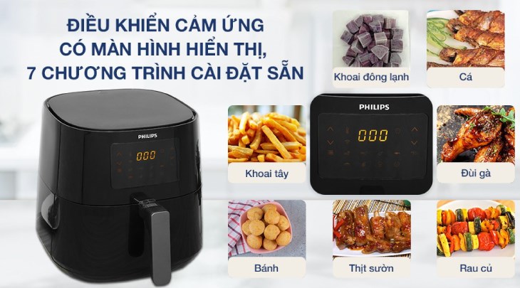 Nồi chiên không dầu Philips HD9280/90 6.2 lít được tích hợp 7 chương trình cài đặt sẵn, hỗ trợ bạn nấu nướng nhanh chóng Nồi chiên không dầu Philips HD9280/90 6.2 lít được tích hợp 7 chương trình cài đặt sẵn, hỗ trợ bạn nấu nướng nhanh chóng
