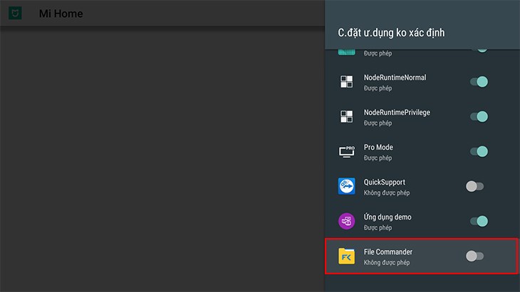 Bạn kích hoạt phần cho phép cài đặt từ