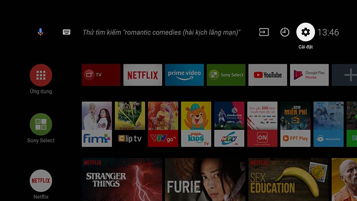 Bạn chọn biểu tượng bánh răng trên màn hình chính để vào phần Cài đặt