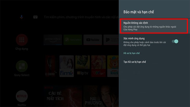 Bạn nhấn vào Nguồn không xác định để kích hoạt tính năng này