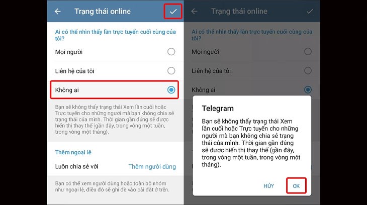 Tùy chọn người xem trạng thái online của bạn