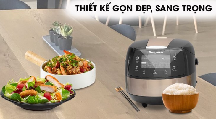 Nồi cơm điện tử Kangaroo 1.8 lít KG18DR8 sở hữu thiết kế ấn tượng cùng màu sắc nhã nhặn, tạo điểm nhấn cho căn bếp