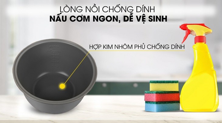 Nồi cơm nắp gài Toshiba 1.8 lít RC-18JH2PV(B) được trang bị lòng nồi chống dính, tiện lợi khi nấu cơm và vệ sinh Nồi cơm nắp gài Toshiba 1.8 lít RC-18JH2PV(B) được trang bị lòng nồi chống dính, tiện lợi khi nấu cơm và vệ sinh