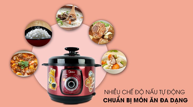 Nồi áp suất đa năng Midea MY-CH501A 5 lít có nhiều chế độ nấu tự động giúp chuẩn bị bữa ăn đa dạng Nồi áp suất đa năng Midea MY-CH501A 5 lít có nhiều chế độ nấu tự động giúp chuẩn bị bữa ăn đa dạng