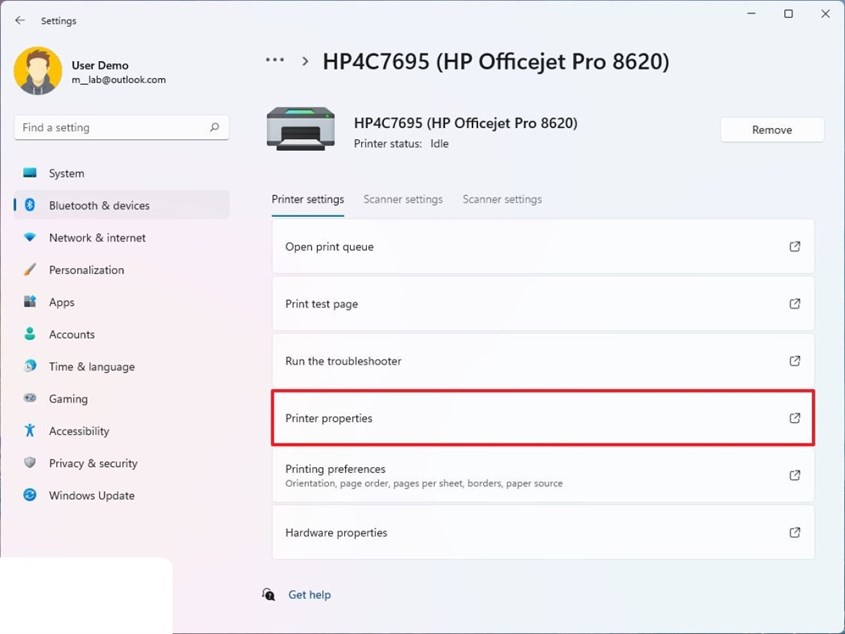 Bạn nhấp chuột vào máy in cần đổi tên, chọn Printer properties Bạn nhấp chuột vào máy in cần đổi tên, chọn Printer properties