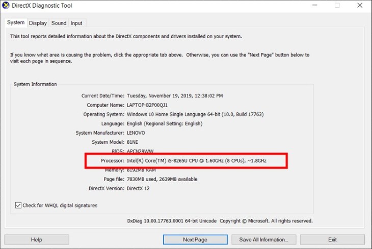 Bạn có thể xem thông tin CPU tại vị trí trên hình Bạn có thể xem thông tin CPU tại vị trí trên hình