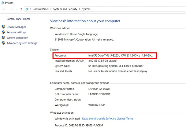 Màn hình sẽ hiển thị các thông tin cơ bản về máy tính Màn hình sẽ hiển thị các thông tin cơ bản về máy tính