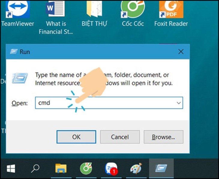 Bạn gõ cmd vào ô Open Bạn gõ cmd vào ô Open