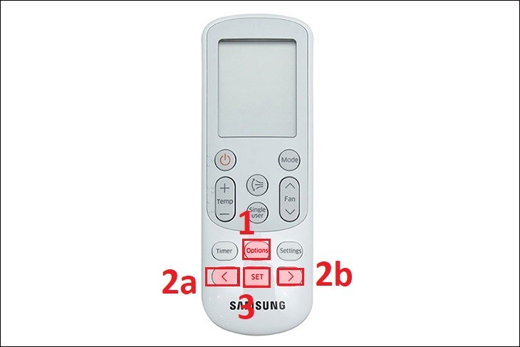 Nhấn nút Options, nhấn nút mũi tên trái phải đến khi xuất hiện chức năng Comfort và nhấn nút SET