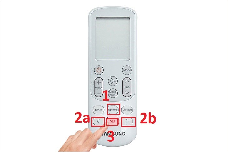 Nhấn nút Options, nhấn nút mũi tên trái phải đến khi xuất hiện chức năng 2 bước và nhấn nút SET 