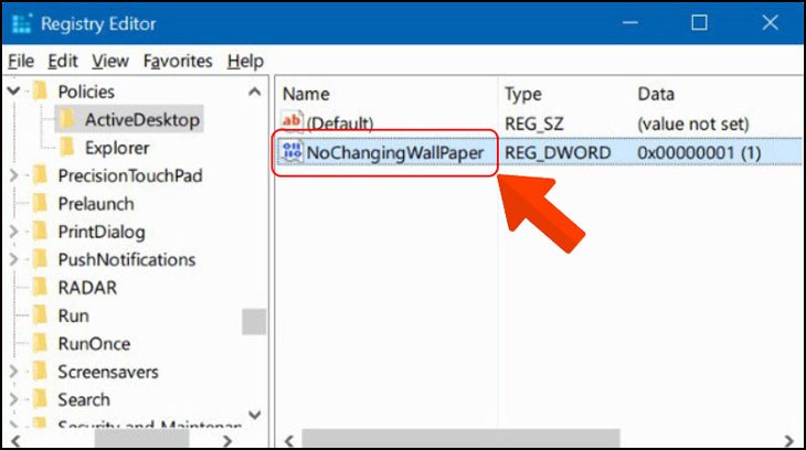 Click đúp chuột vào NoChangingWallPaper Click đúp chuột vào NoChangingWallPaper