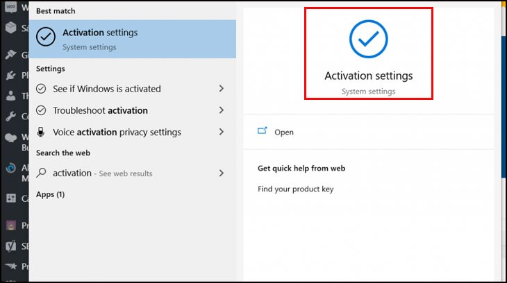 Chọn Activation Setting Chọn Activation Setting