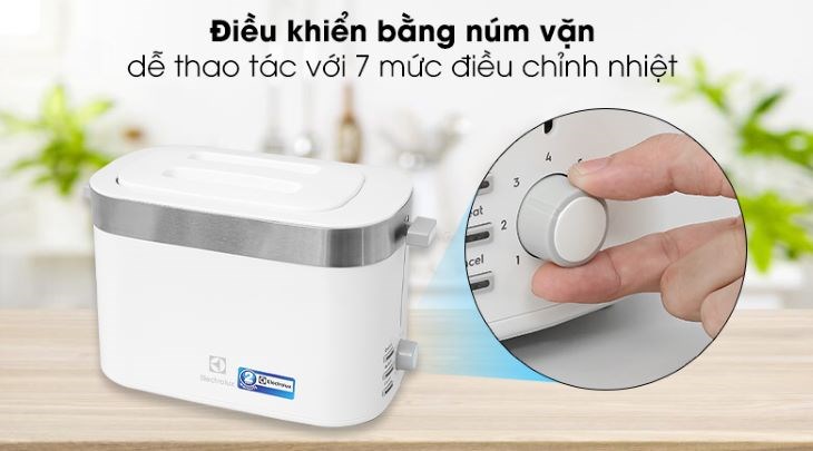 Máy nướng bánh mì Electrolux E2TS1-100W điều khiển bằng núm vặn có thể điều chỉnh 7 mức độ giòn của bánh