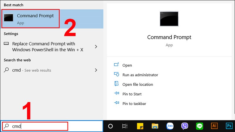 Bạn tiến hành gõ cmd để khởi động Command Prompt Bạn tiến hành gõ cmd để khởi động Command Prompt