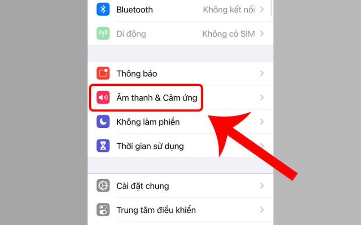 Bạn chọn vào Cài đặt, sau đó nhấn chọn mục Âm thanh & Cảm ứng.