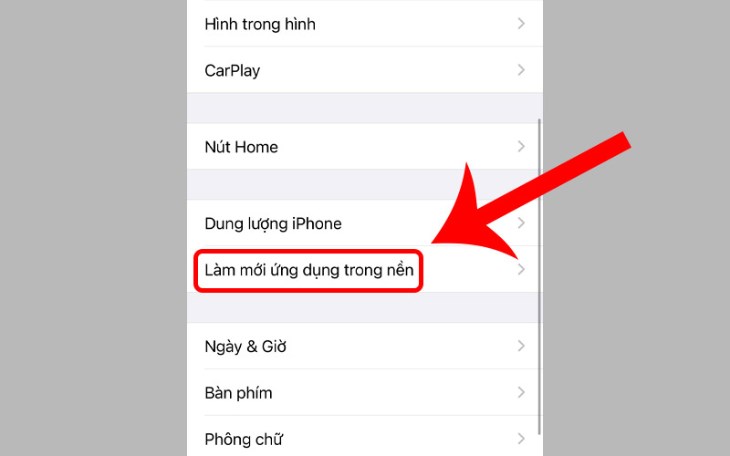 Bạn chọn làm mới ứng dụng trong nền