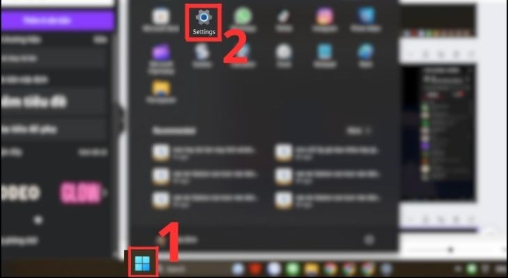 Người dùng vào Start Menu và chọn Settings Người dùng vào Start Menu và chọn Settings