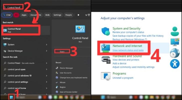 Đầu tiên là cần mở Control Panel Đầu tiên là cần mở Control Panel