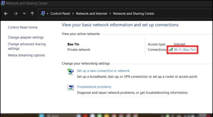 Người dùng chọn biểu tượng Wifi với tên mạng Wifi bạn đang kết nối Người dùng chọn biểu tượng Wifi với tên mạng Wifi bạn đang kết nối