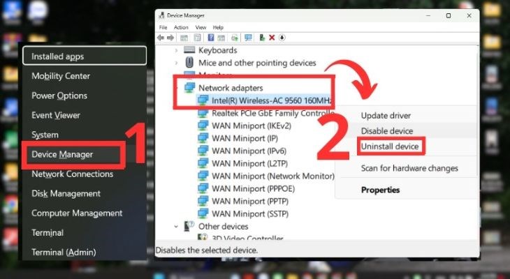 Cài đặt lại Network Adapter sẽ giúp máy hiển thị lại biểu tượng WiFi Cài đặt lại Network Adapter sẽ giúp máy hiển thị lại biểu tượng WiFi
