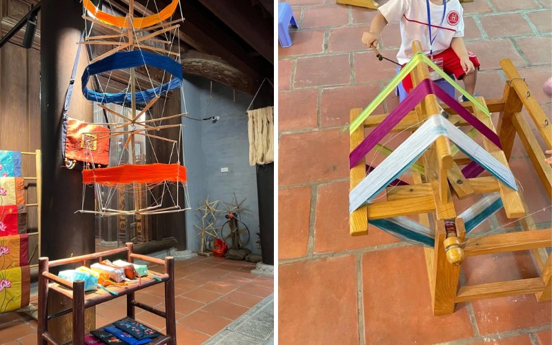 Tại đây, du khách có thể đăng ký tham gia các tour tham quan khu bảo tồn làng nghề lụa. 