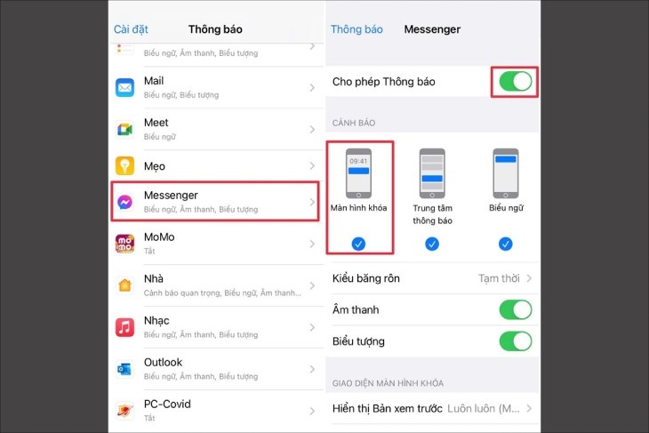 Bạn vào Thông báo trong Cài đặt để bật tính năng