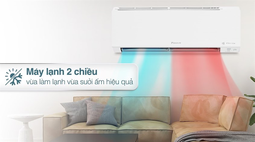 Điều hòa Daikin 2 chiều hoàn thiện với lớp vỏ được làm bằng chất liệu nhựa cao cấp giúp nâng cao tuổi thọ