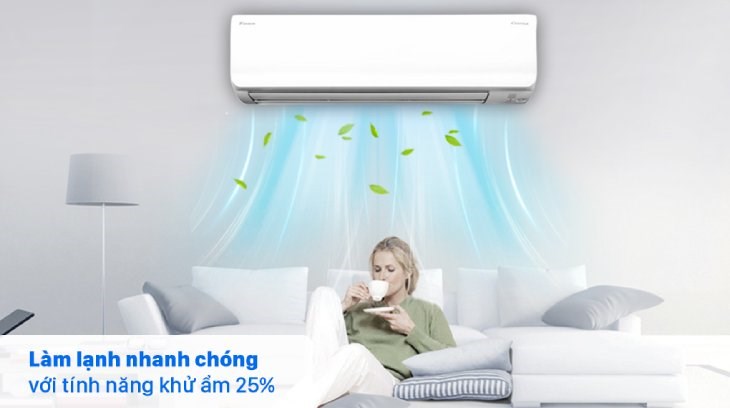 Điều hòa 2 chiều Daikin Inverter 25600 BTU FTHF71VVMV tăng khả năng khử ẩm và làm lạnh nhanh 25%