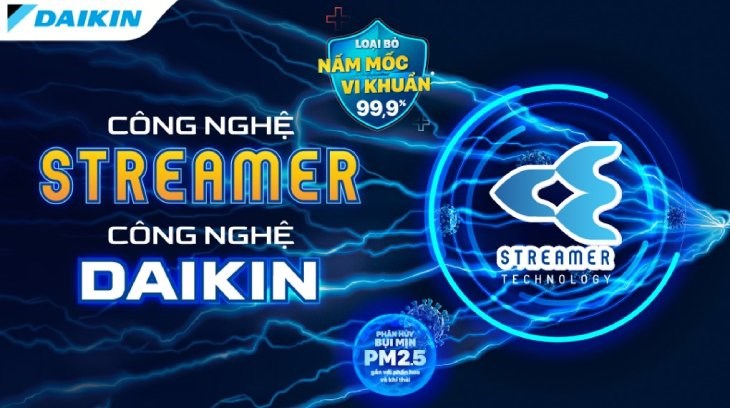Điều hòa Daikin Inverter 2 chiều 9200 BTU ATHF25XVMV tích hợp công nghệ lọc khí Streamer giúp tinh lọc đi những vi khuẩn, nấm mốc, trả lại bầu không khí trong lành