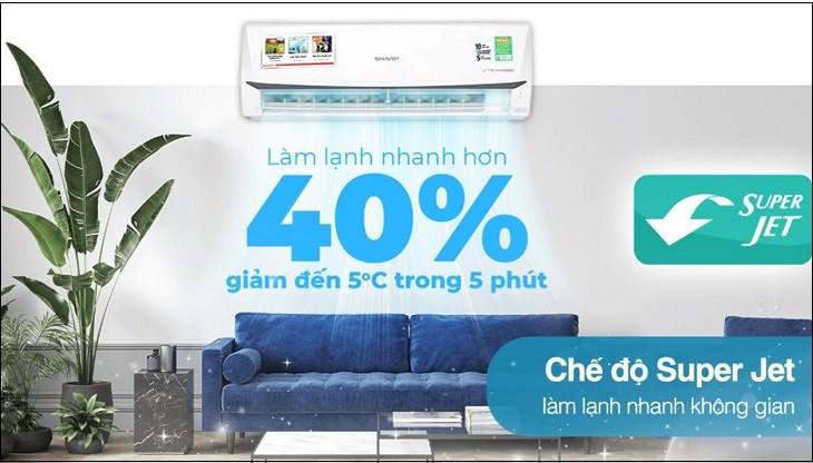 Máy lạnh Sharp Inverter 2 HP AH-X18ZEW phù hợp với căn phòng có diện tích từ 20 - 30m2