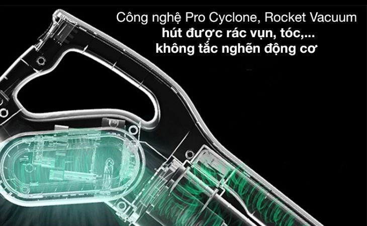 Máy hút bụi sử dụng công nghệ lốc xoáy Pro Cyclone, hỗ trợ hút hiệu quả được các mảnh vụn bụi lớn Máy hút bụi sử dụng công nghệ lốc xoáy Pro Cyclone, hỗ trợ hút hiệu quả được các mảnh vụn bụi lớn