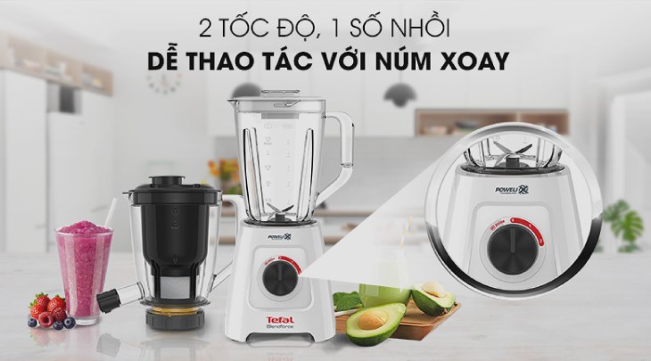 Máy xay sinh tố đa năng Tefal BL42Q166 được trang bị núm vặn, dễ dàng điều chỉnh 2 tốc độ xay, 1 tốc độ nhồi linh hoạt