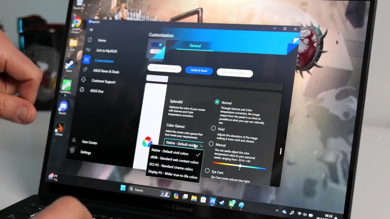 ASUS Zenbook 14 OLED UX3406 cho phép điều chỉnh chế độ màu bằng phần mềm MyASUS ASUS Zenbook 14 OLED UX3406 cho phép điều chỉnh chế độ màu bằng phần mềm MyASUS