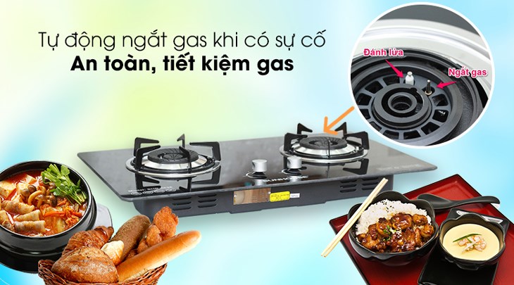 Bếp ga âm Sunhouse SHB-6636 được tích hợp tính năng ngắt gas tự động giúp ngăn ngừa nguy cơ rò rỉ gas và cháy nổ