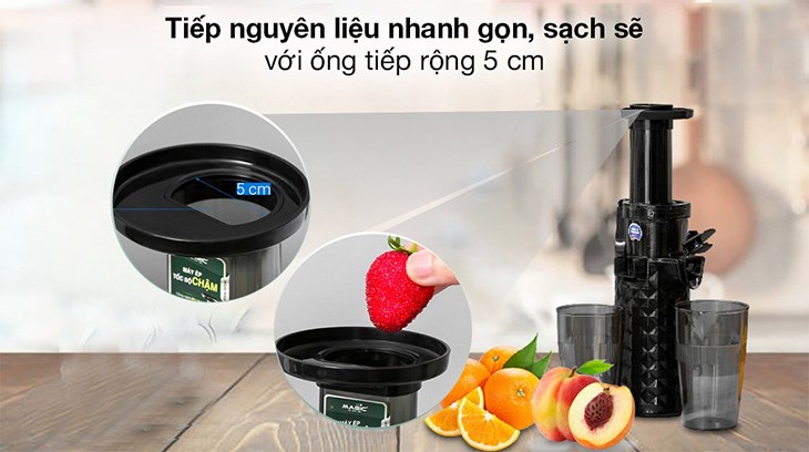 Sản phẩm có ống tiếp nguyên liệu khá nhỏ, cần mất thời gian để sơ chế các loại thực phẩm