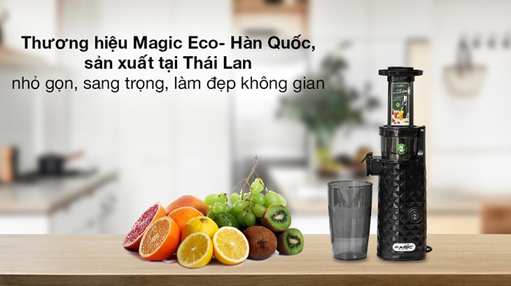 Máy ép chậm Magic Eco AC-130 được ưa chuộng vì có kiểu dáng nhỏ gọn, giúp không gian sử dụng thêm sang trọng