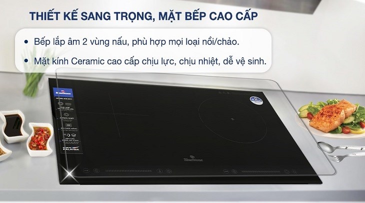 Bếp từ hồng ngoại lắp âm BlueStone ICB-6911 sở hữu thiết kế sang trọng với mặt kính Ceramic sáng bóng, chịu nhiệt tốt