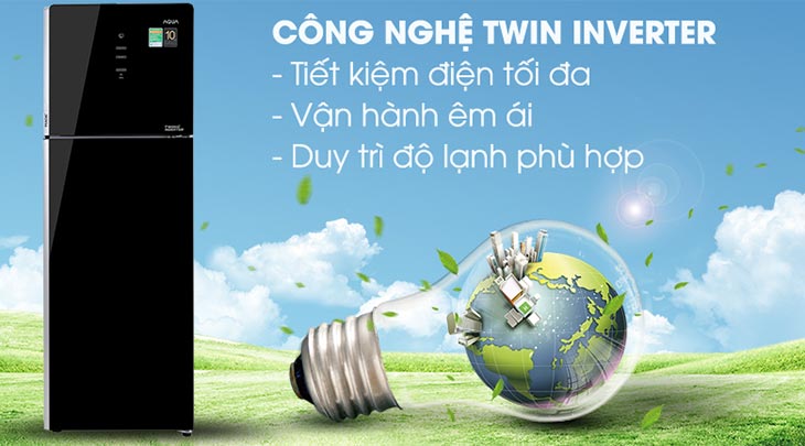 Tủ lạnh AQUA Inverter 312 lít AQR-T359MA(GB) tiết kiệm điện hiệu quả với công nghệ Twin Inverter