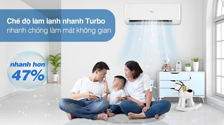 Chế độ làm lạnh nhanh Turbo, mang đến không gian thoải mái vào những ngày nắng nóng