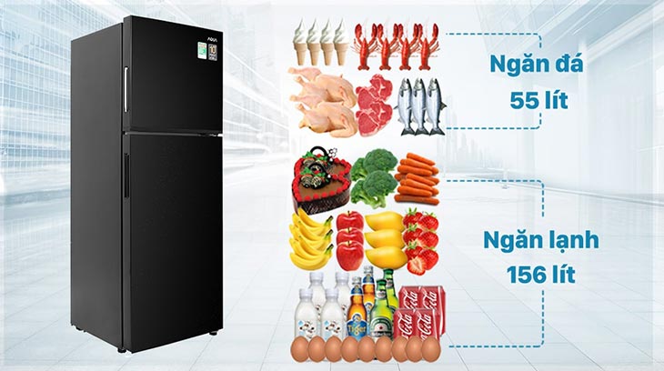 Tủ lạnh Aqua có đa dạng phân khúc giá Tủ lạnh AQUA Inverter 211 lít AQR-T238FA(FB) có dung tích 211 lít phù hợp với các gia đình từ 1 - 2 người