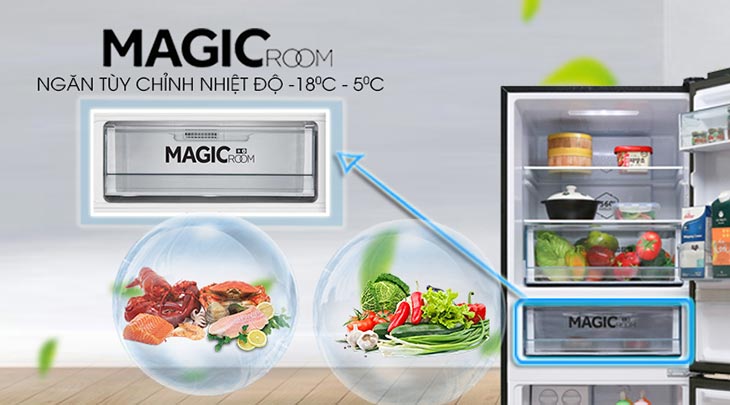 Tủ lạnh Aqua có ngăn tùy chỉnh nhiệt độ Magic Room Tủ lạnh AQUA Inverter 260 lít AQR-I298EB BS có ngăn tùy chỉnh nhiệt độ Magic Room -18 đến 5 độ C mới lạ, phù hợp nhu cầu lưu trữ đa dạng